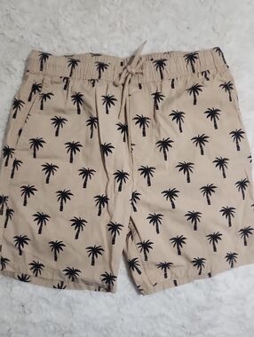 H&M Beige Shorts with Black Palm Trees